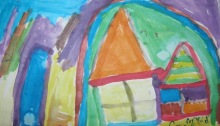 home, houses, child's painting